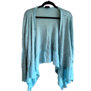 Torrid Aqua Blue Sheer Hem Open Front Knit Cardigan Size 1 (1X)